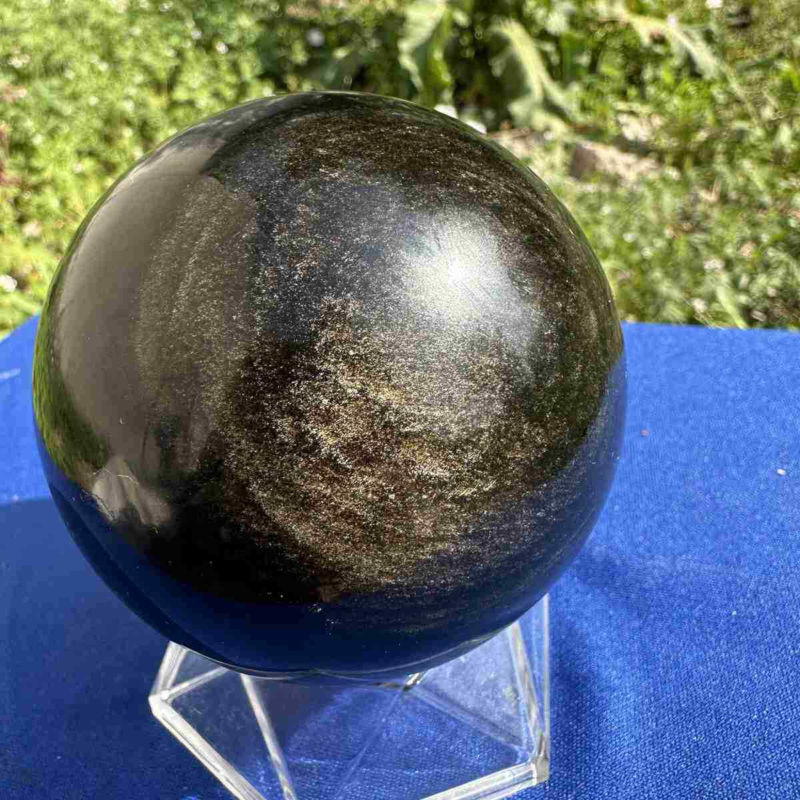 625g natural Gold obsidian sphere quartz crystal polished ball healingg