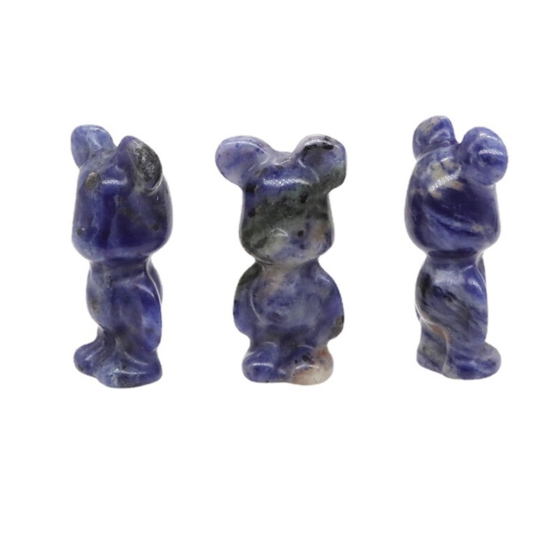 Natural Chakra Quartz Crystal Gloomy Little Bear Carved Animal Reiki Decor Gift