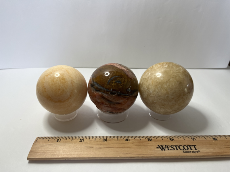Crystal Sphere Lot With Stands Different Materials