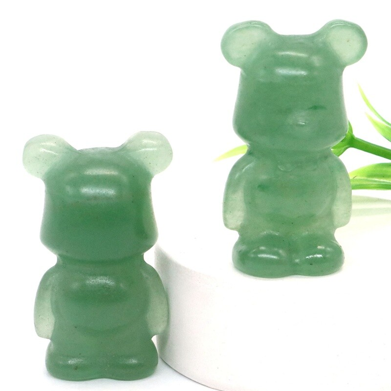 Natural Chakra Quartz Crystal Gloomy Little Bear Carved Animal Reiki Decor Gift