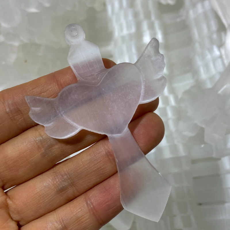 Natural Gypsum Selenite Cross  Hand Carved Quartz Crystal Reiki healing 1PC
