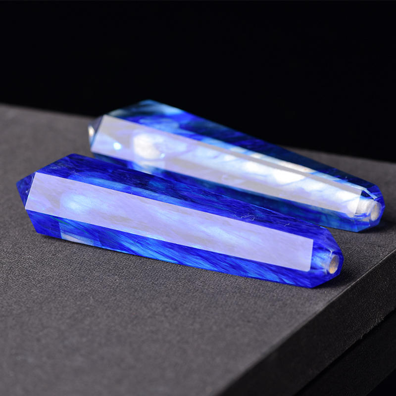 Natural Blue Melting Stone Smoking Pipe Quartz Crystal Wand Point Reiki Obelisk