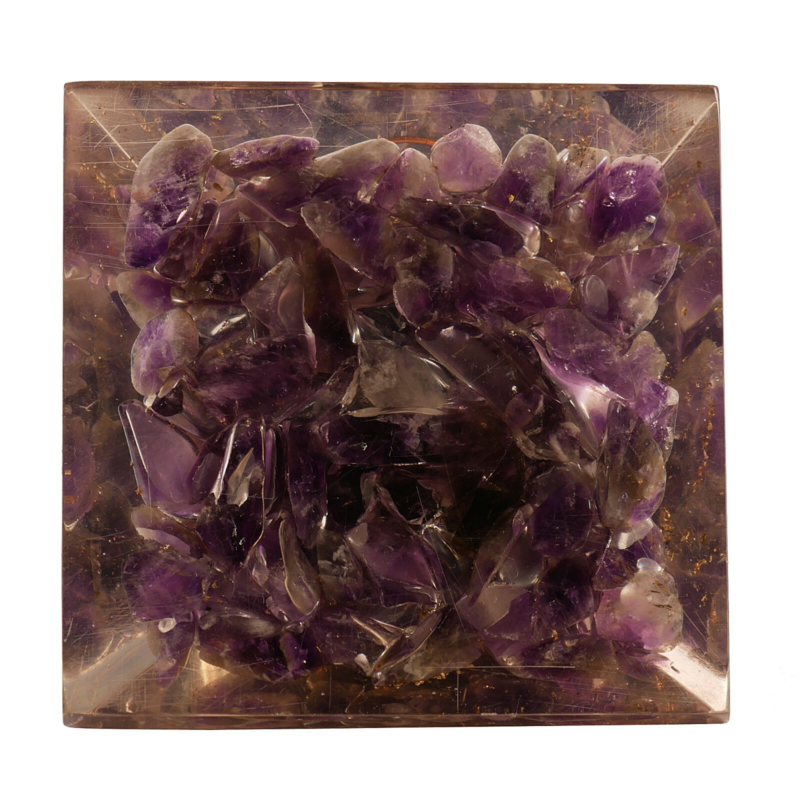 Amethyst Orgone Pyramid EMF Protection Healing Reiki spiritual Free Shipping