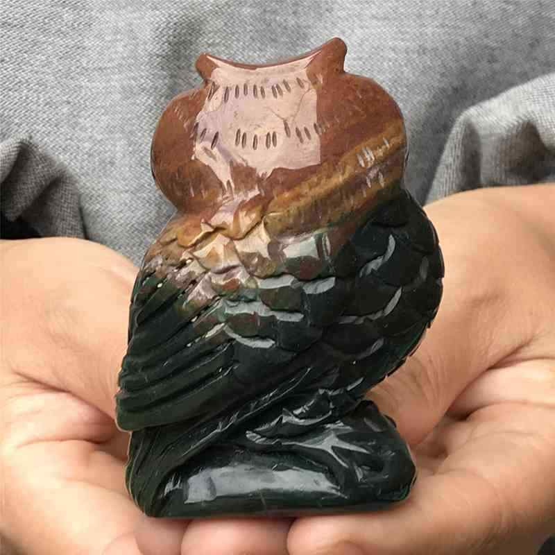 0.19kg Natural ocean jasper owl skull carved Quartz Crystal skull Healing