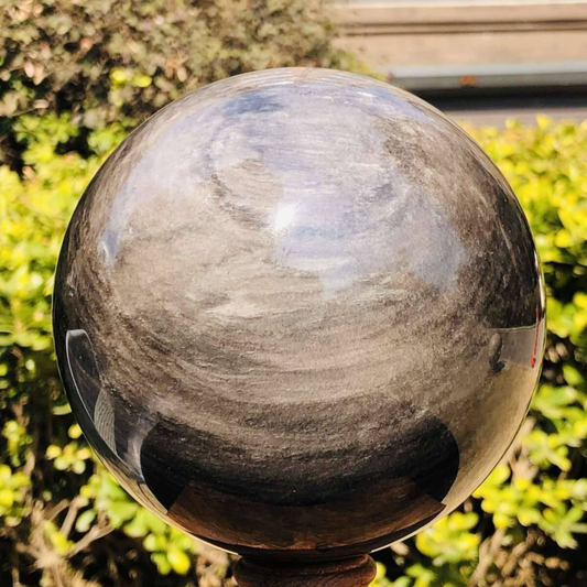 4.2LB Natural Beautiful Silver obsidian ball Quartz Crystal Sphere Healing 348