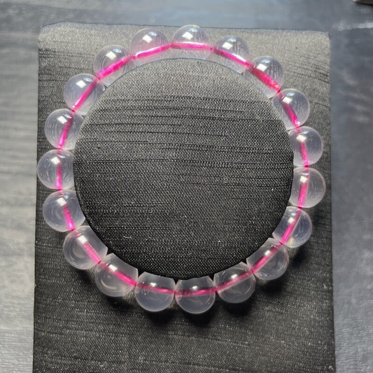 10mm  Natural Clear Starlight Pink Rose Quartz Crystal Gemstone Beads Bracelet
