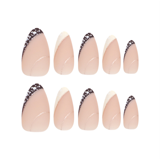 Nude Color Winter False Nail Short Almond Press on Nails for Nail Art 24pcs