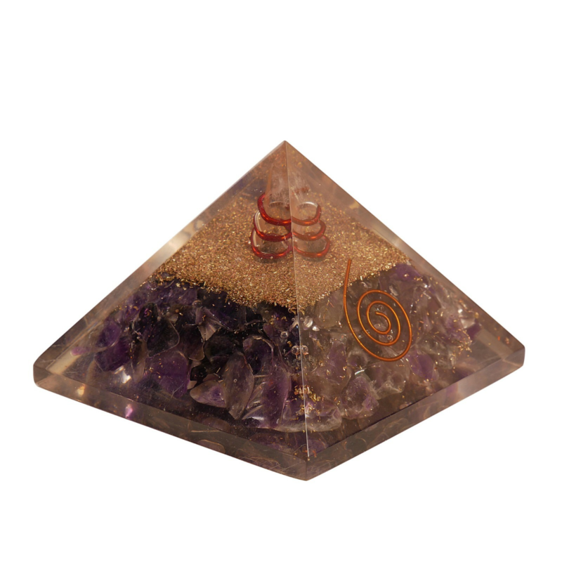 Amethyst Orgone Pyramid EMF Protection Healing Reiki spiritual Free Shipping