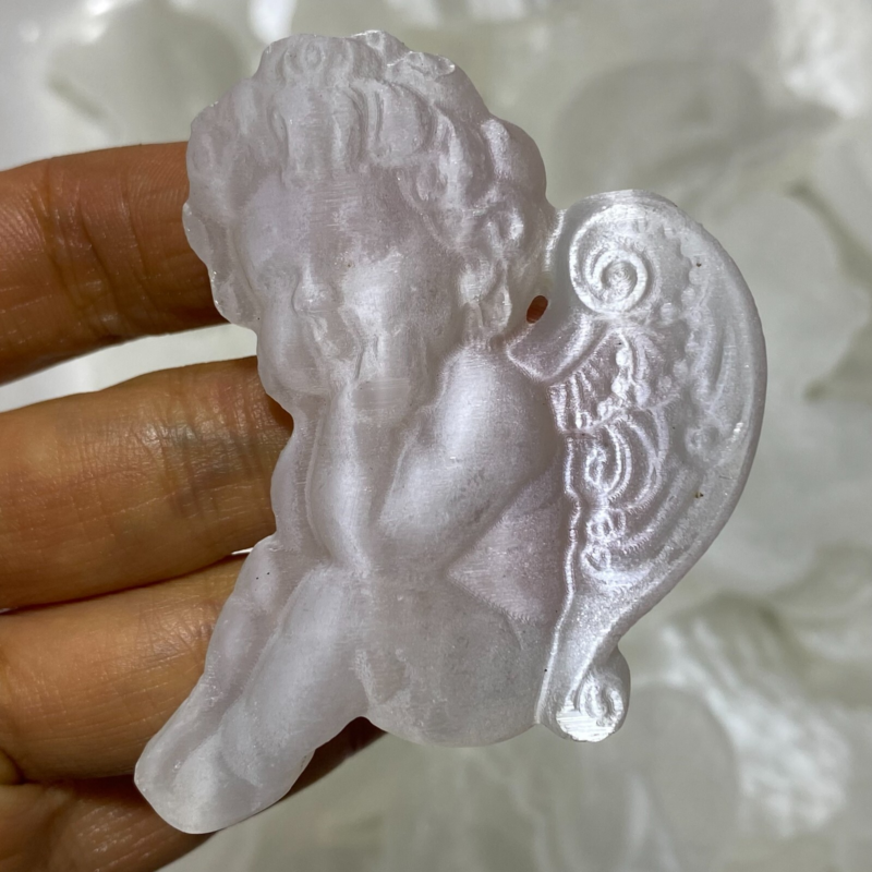 Natural Gypsum Selenite angel Hand Carved Quartz Crystal Reiki healing 1PC