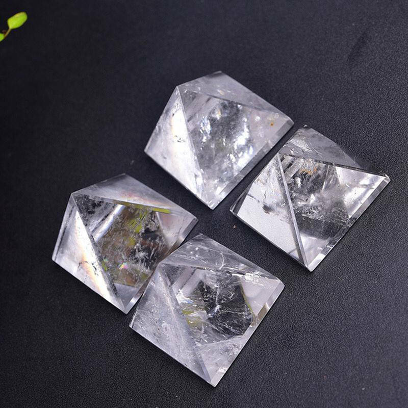 Natural Clear Quartz Crystal Energy Tower Reiki Mineral Pyramid Gemstone Decor