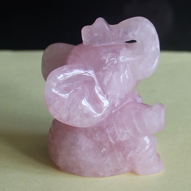 Carved gemstone crystal sitting elephant figurine animal carving home decor 2&apos;&apos;