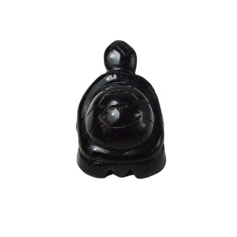 10Pcs Natural Obsidian Quartz Carved Longevity Tortoise Crystal Animal Ornament