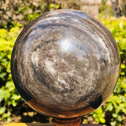 3.82LB Natural Silver Obsidian Sphere Crystal quartz Ball Healing