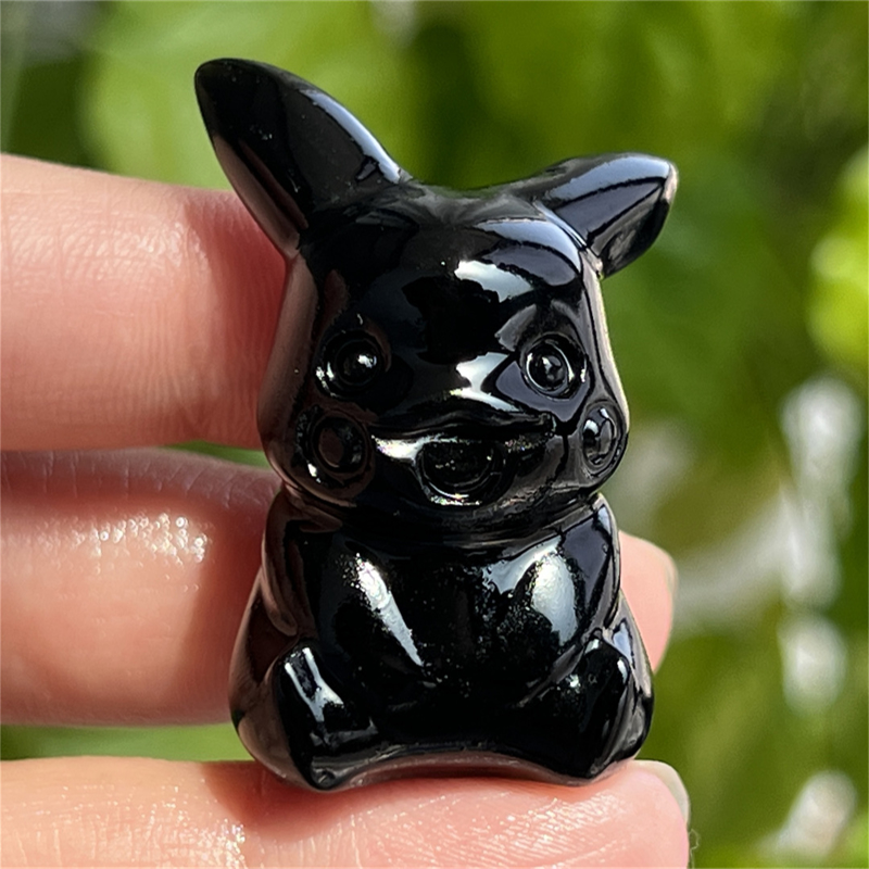 1.5" Natural quartz carved Pikachu skull Quartz crystal skull reiki healing