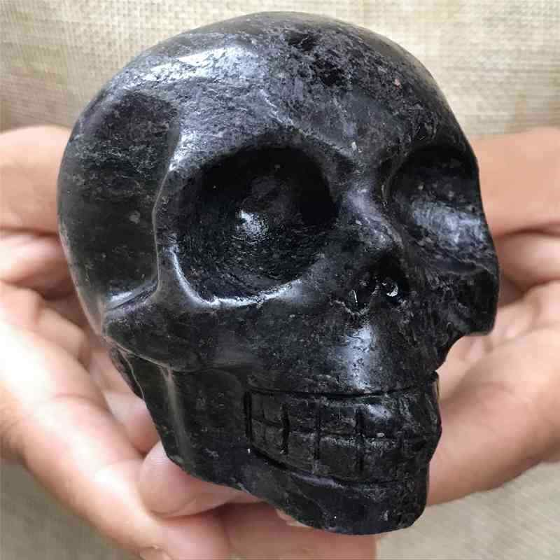 0.41kg Natural black jade quartz skull carved Quartz Crystal skull Healing