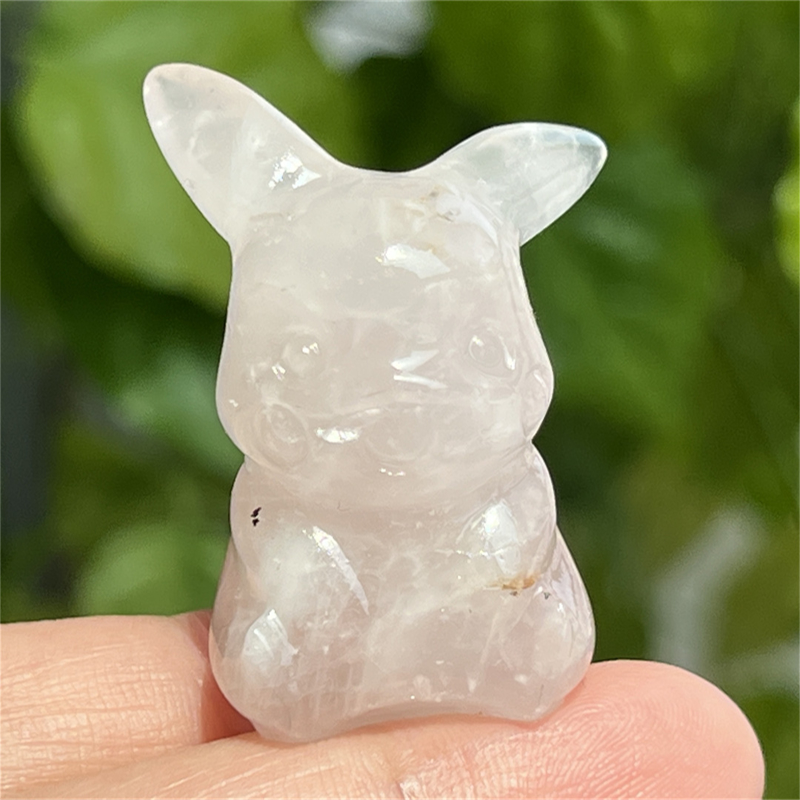 1.5" Natural quartz carved Pikachu skull Quartz crystal skull reiki healing