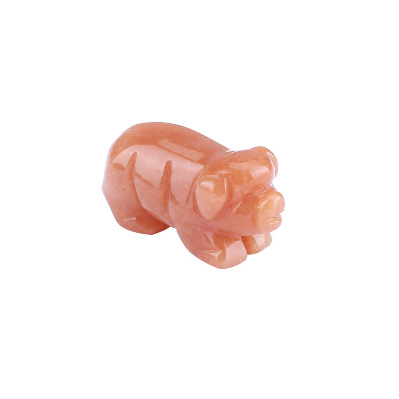 1.5&apos;&apos; Natural Quartz Crystal Cute Baby Piggy Hand Carved Healing Animal Decor