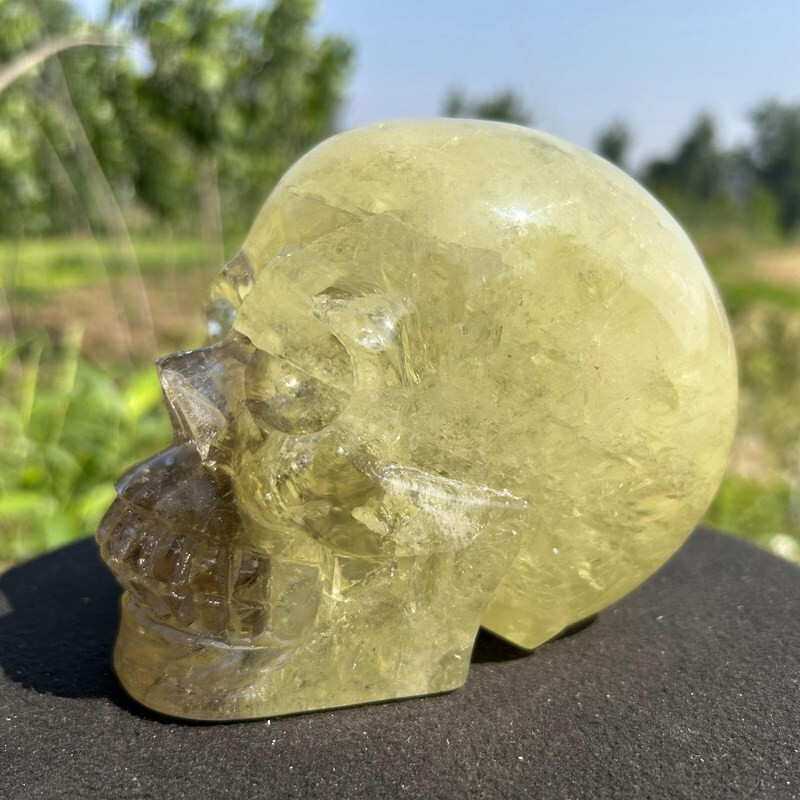 4.2LB Natural smoky citrine Skull Hand Quartz Crystal Skull Reiki Healing