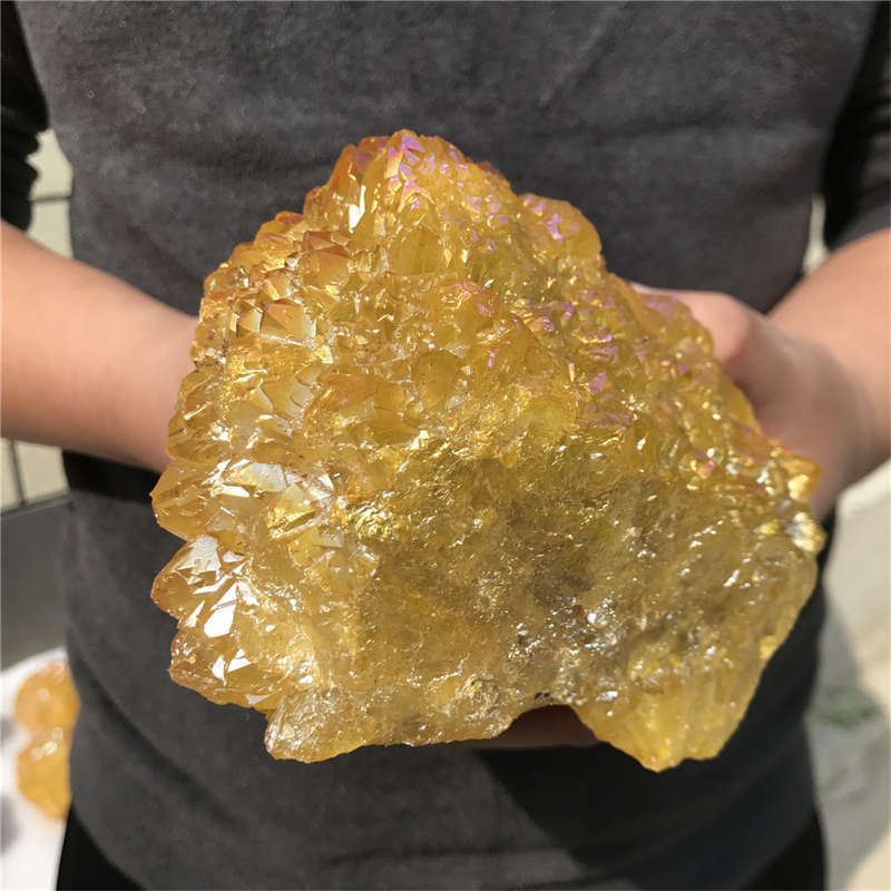 1.25kg Electroplate Rainbow cluster quartz crystal mineral specimen reiki healin