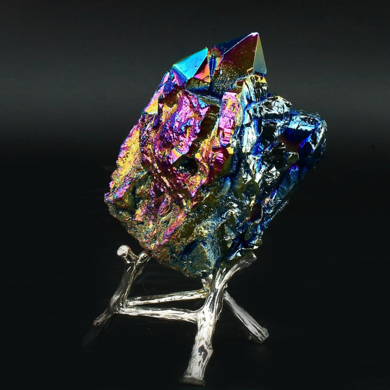 198g Colourful Crystal Cluster Quartz Mineral Specimen Decoration Electroplate