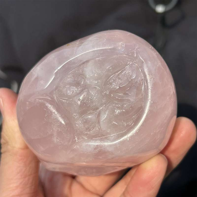 0.49kg Natural rose quartz skull carved Quartz Crystal skull Healing