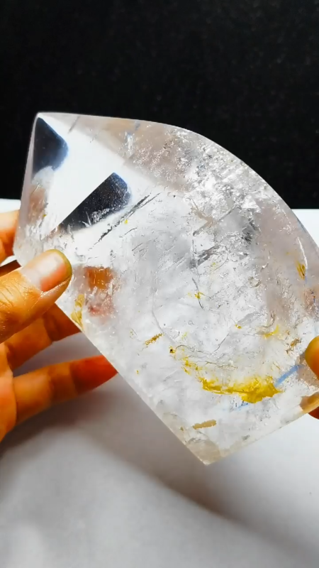Collection Tibetan Crystal Point 2 Big Visible Moving Bubble Enhydro 5.47 in