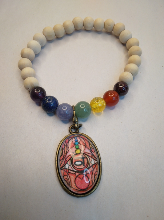 Rainbow 7 Chakra Stretch Bracelet Energy Spiritual Balance Charm Beads Healing