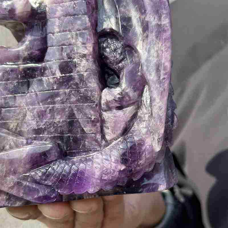 1.74kg Natural dreamy amethyst Dragon Castle carved Quartz Crystal skull Healing