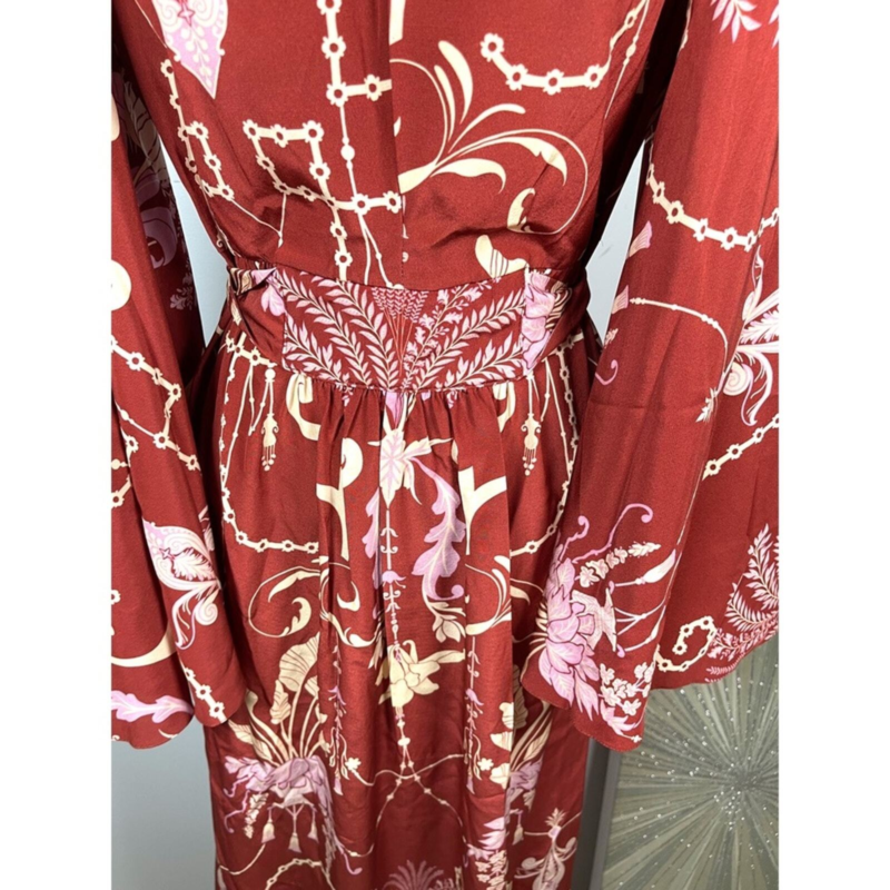 NWT JOHANNA ORTIZ Silk Hanging Garden Floral Printed Kimono Maxi Dress Sz 0