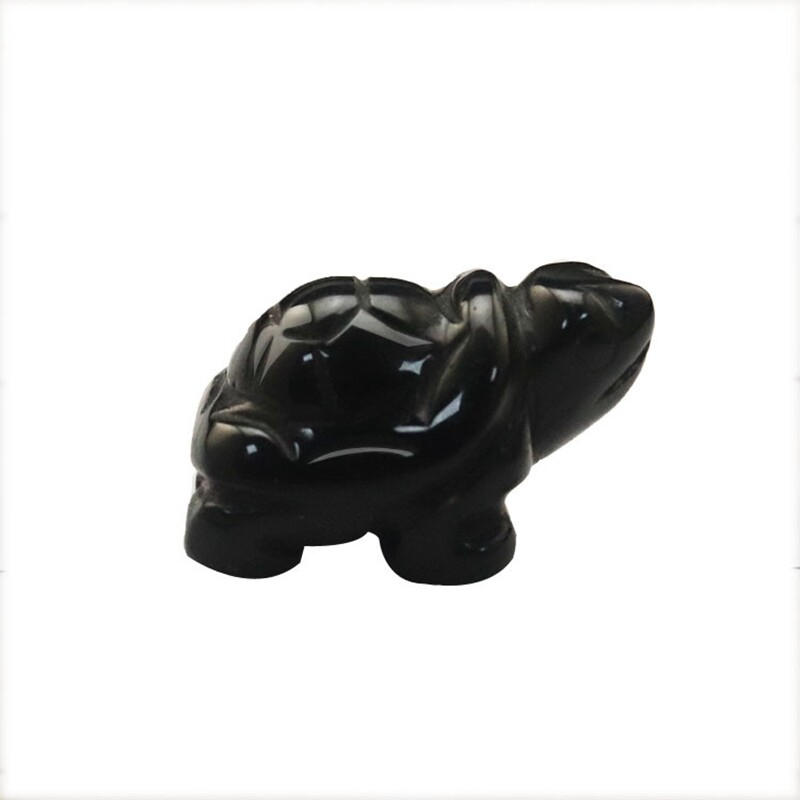 5Pcs Natural Obsidian Quartz Carved Longevity Tortoise Crystal Animal Ornament