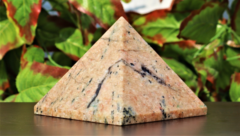 Natural 17.5CM Orange Sunstone Meditation Spirit Aura Chakra Energy Pyramid