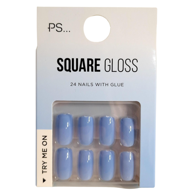 False Nails Press On Fake Tips Stick Coffin Square Full Cover Primark Glue 24pk