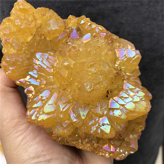 800g Electroplate Rainbow cluster quartz crystal mineral specimen reiki healing