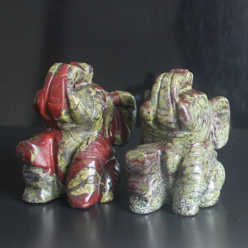 Carved gemstone crystal sitting elephant figurine animal carving home decor 2&apos;&apos;