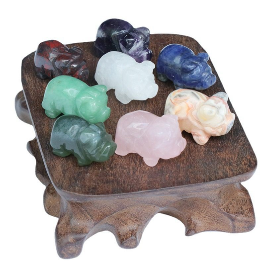 Natural Colorful Quartz Mini Crystal Piggy Animal Carved Chakra Gemstone Decor