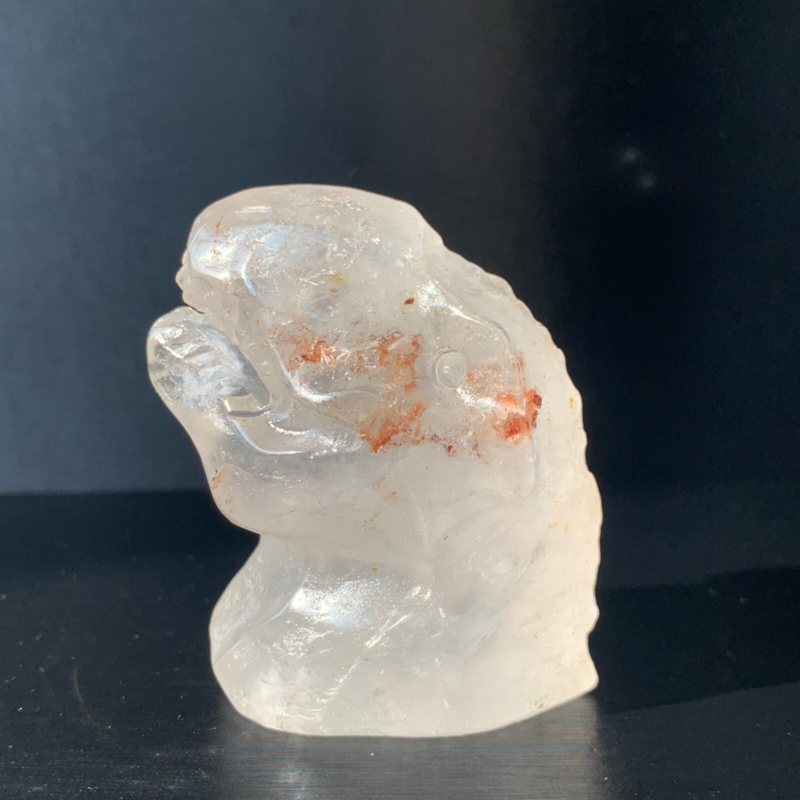 1Natural Transparent Quartz Quartz Hand Carved Crystal Dinosaur Skull Healing