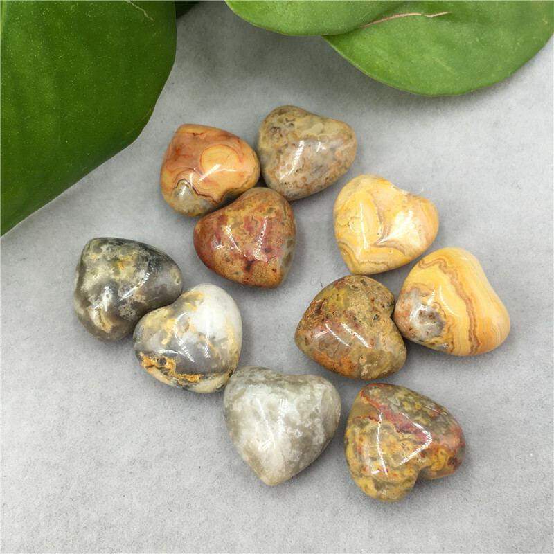 5pcs Natural Crazy agate mini heart Carved quartz crystal skull reiki healing G3