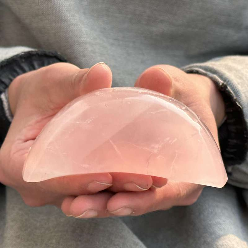 0.2kg Natural rose quartz moon ashtray carved Quartz Crystal skull Healing
