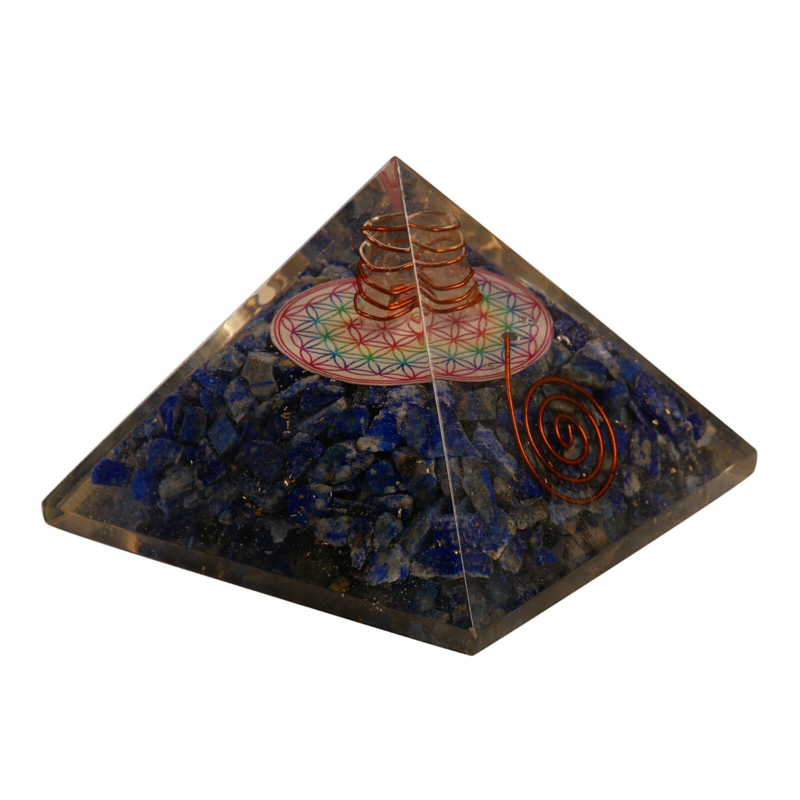 Lapis Lazuli Stone Orgone Pyramid Emf Protect Flower Life Symbol Free Shipping