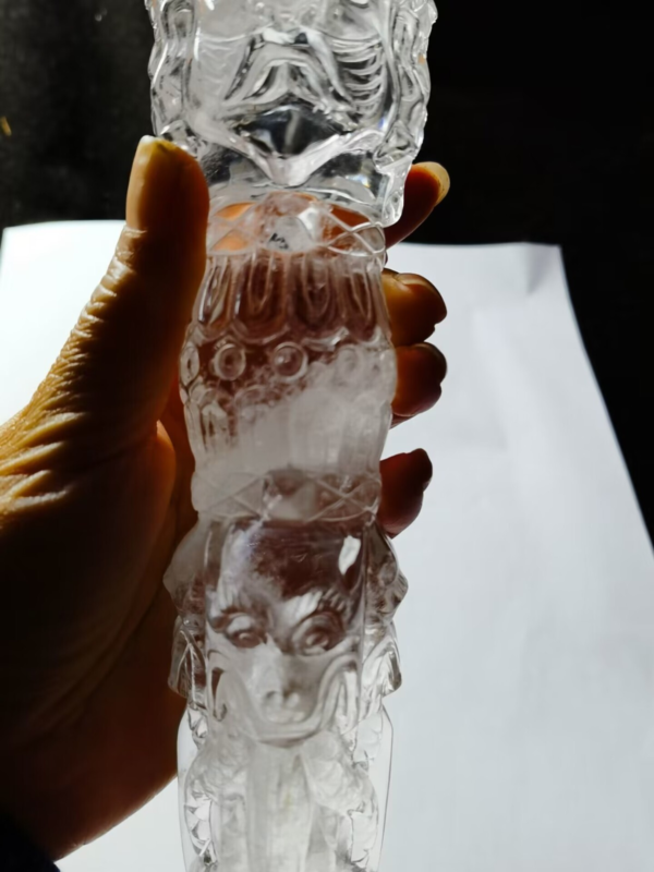 Giant Tibetan High Altitude Clear Quartz Crystal Amulet Dorje Vajra Phuba 10.2&apos;&apos;
