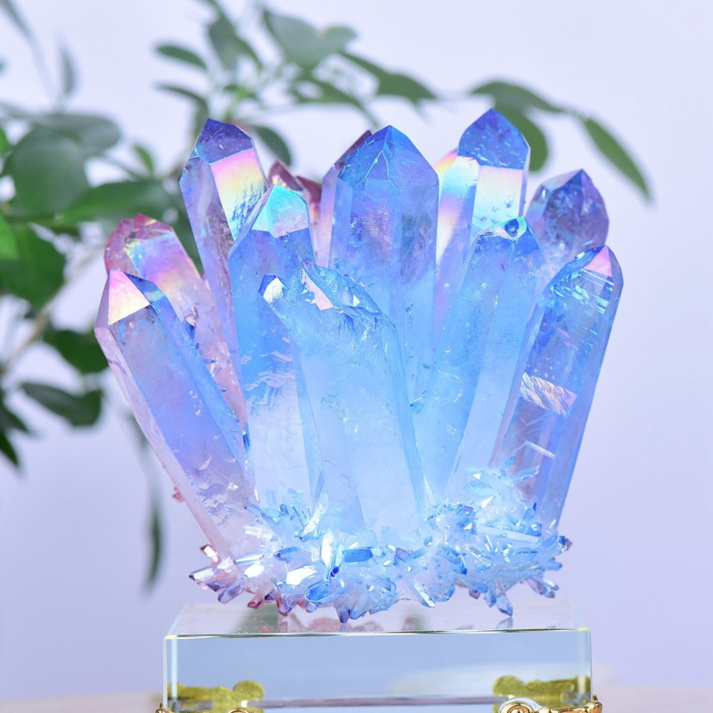 1.48LB Electroplated Color Crystal Cluster Crystal Mineral Reiki Healing