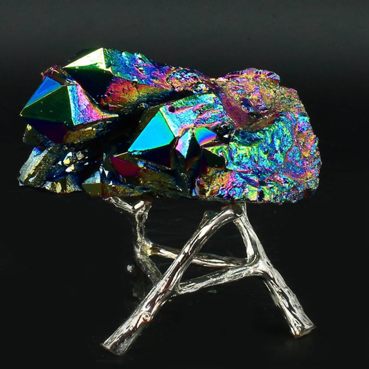 198g Colourful Crystal Cluster Quartz Mineral Specimen Decoration Electroplate