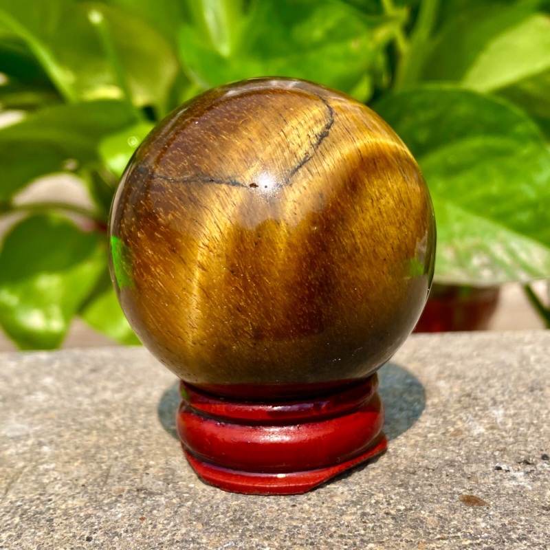 124G  Large Natural Tiger Eye Stone Crystal Ball Quartz Healing Sphere Décor