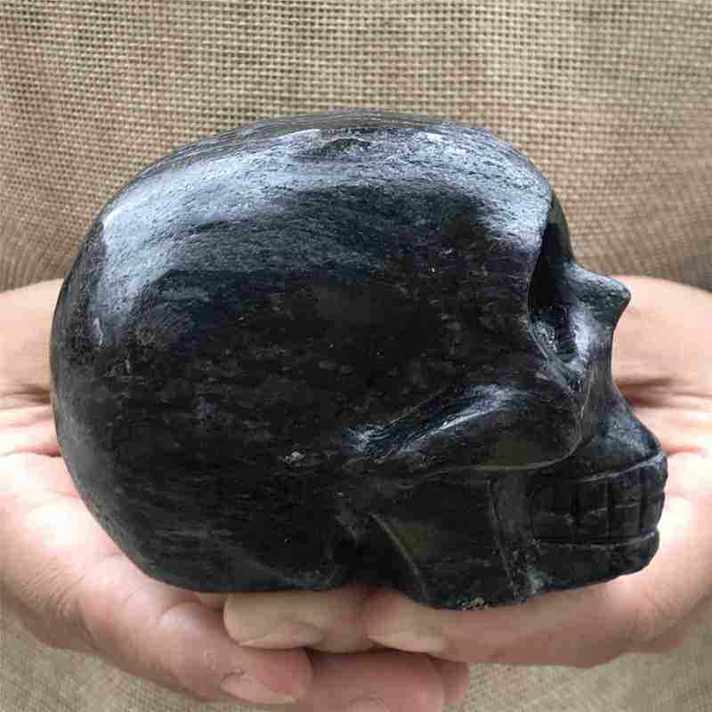 0.56kg Natural black jade quartz skull carved Quartz Crystal skull Healing