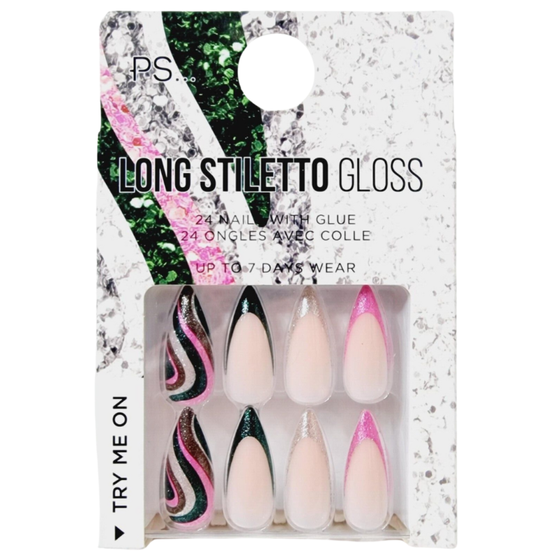 False Nails Press On Fake Tips Stick Coffin Square Full Cover Primark Glue 24pk