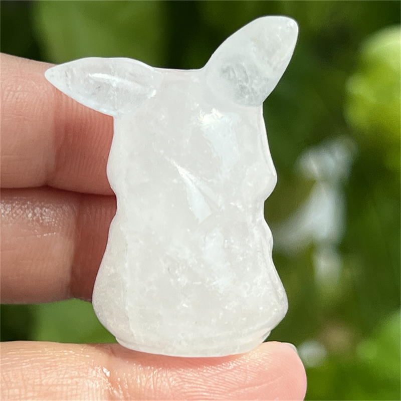 1.5" Natural quartz carved Pikachu skull Quartz crystal skull reiki healing