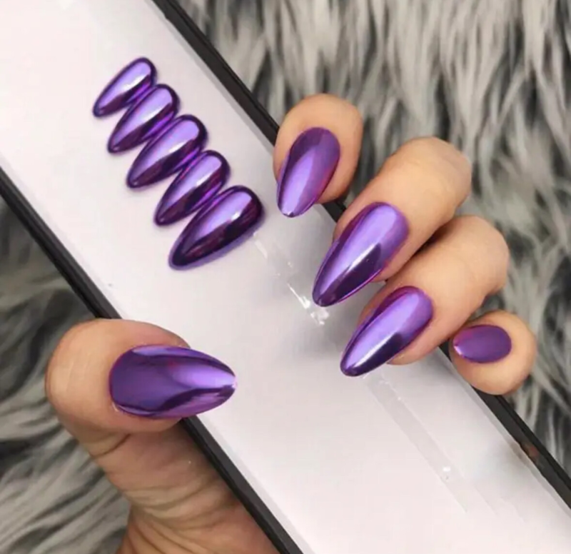 24pcs Press On False Finger Nails Fake Nails Glittered Solid Colours 52 Options