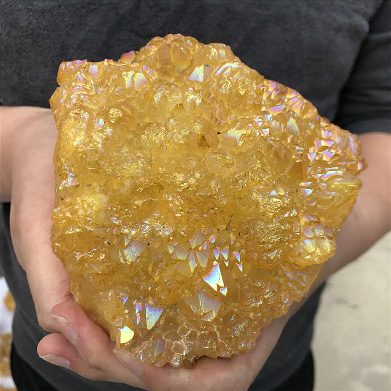 1.16kg Electroplate Rainbow cluster quartz crystal mineral specimen reiki healin