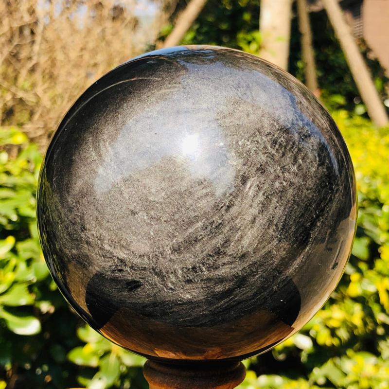 2.99LB TOP Natural Silver Obsidian Sphere Crystal quartz Ball Healing 786