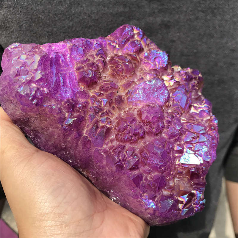 1.3kg Electroplate Rainbow cluster quartz crystal mineral specimen reiki healing